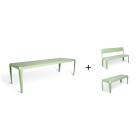 bended table 270cm + bended bench + bended bench met rugleuning