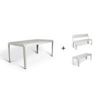 bended table 180cm + bended bench + bended bench met rugleuning