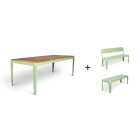 bended table wood + bended bench + bended bench met rugleuning