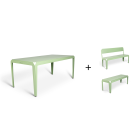 bended table 180cm + bended bench + bended bench met rugleuning