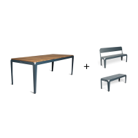 bended table wood + bended bench + bended bench met rugleuning