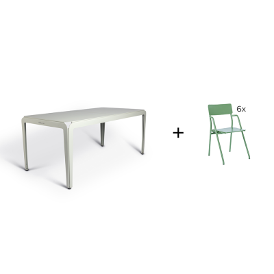 bended table 180 + 6 flip-up stoelen