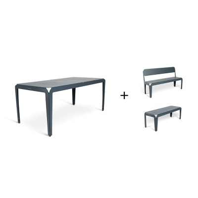 bended table 180cm + bended bench + bended bench met rugleuning