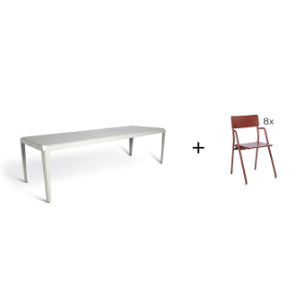 bended table 270cm + 8x Flip Up stoelen