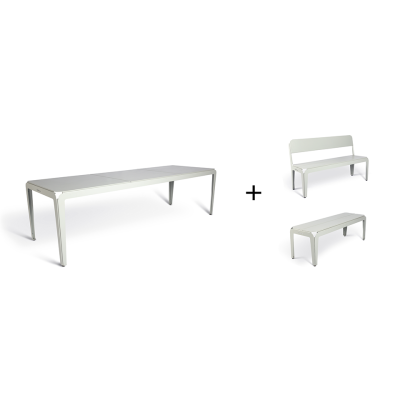 bended table 270cm + bended bench + bended bench met rugleuning