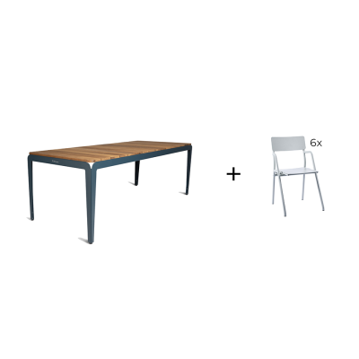 bended table wood + 6 Flip-Up stoelen