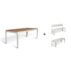 bended table wood + bended bench + bended bench met rugleuning