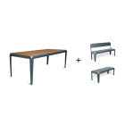 bended table wood + bended bench + bended bench met rugleuning